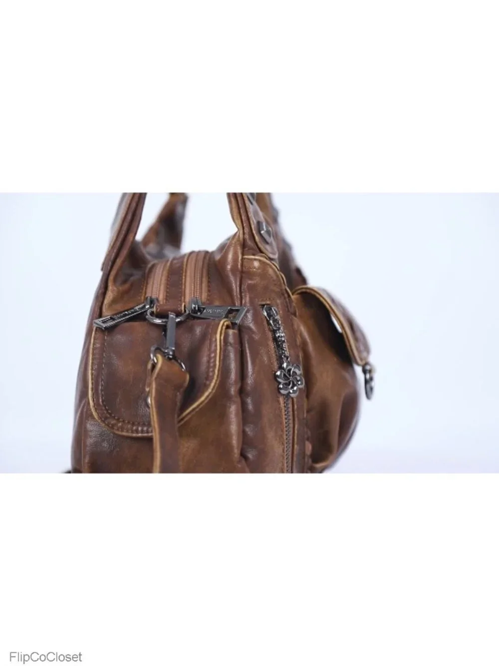 Vegan Leather Hobo Shoulder Bag Multi-Pocket Crossbody